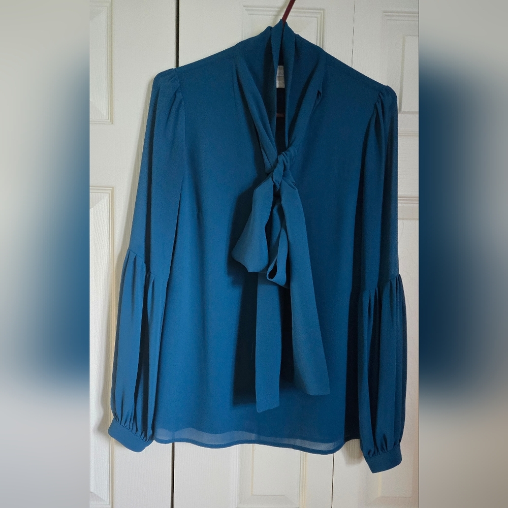 Michael Kors Teal Scarf Blouse